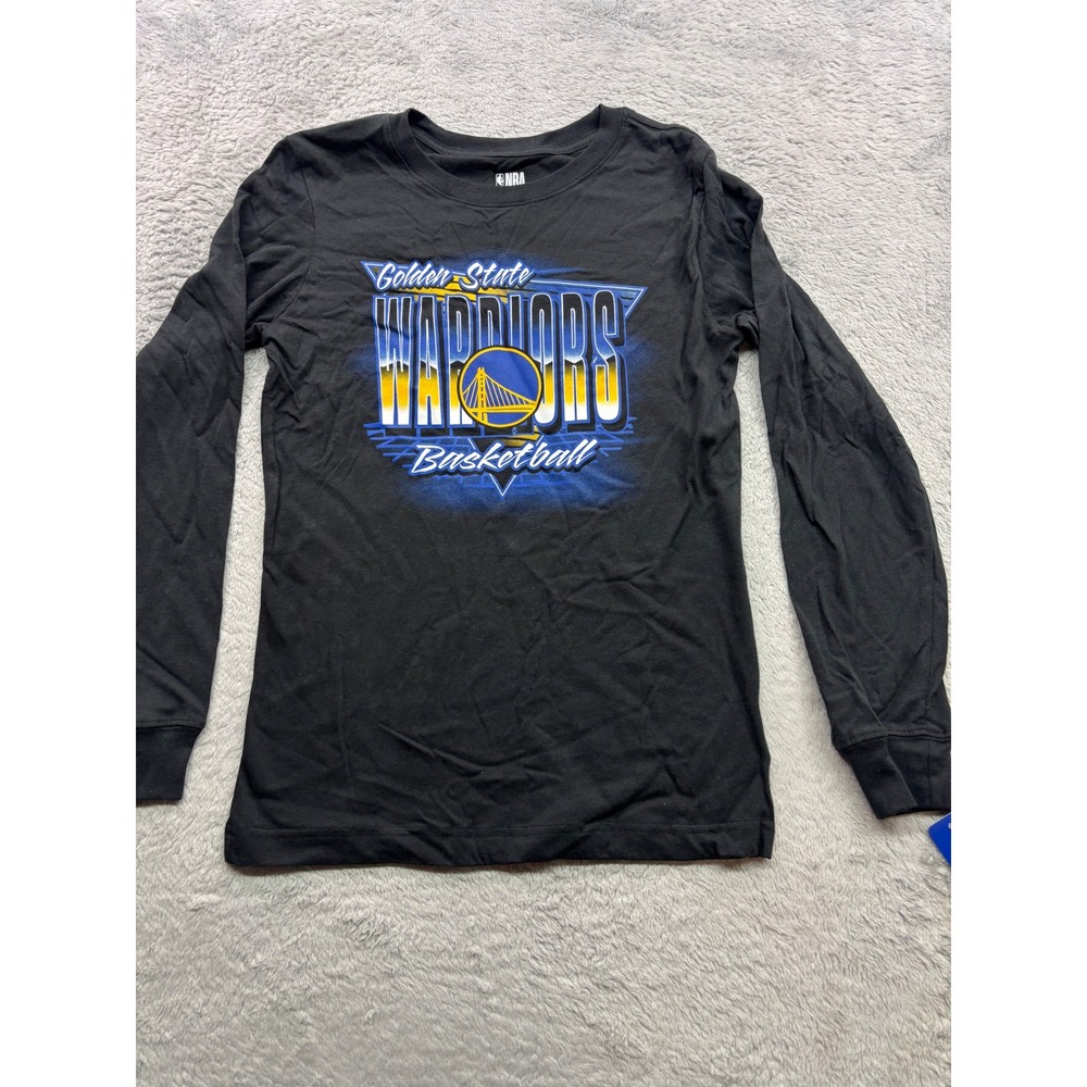 NBA Golden State Warriors Kids Long Sleeve Graphic Tee Black Size L 12/14 NWT